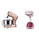 Inalsa 1000W Stand Mixer Kratos With Bowl, Whisking Cone, Mixing Beater And Dough Hook And Steamax Garment Steamer With Detachable Fabric And Steam Brush