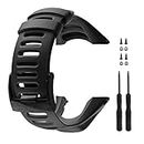 Picowe Watch Band Strap, All Black Replacement Strap Compatible with Suunto Ambit 1/2/2S/2R/3 Sport/3 Run/3 Peak (With Screws)