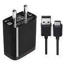 StuffHoods C Fast Type C Charger for Sony Xperia XA1 Plus , Sony Xperia XA 1 Plus Charger Original Mobile Charger Wall Charger, Android Smartphone Charger Certified Heavey Duty Charger Hi Speed Fast Charging Travel Charger With 1.2 Meter Type-C USB Charging Data Cable 1S6| (2.4 Ampere , Black)