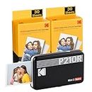 KODAK Mini 2 Retro 4PASS Mobiler Fotodrucker (5,3x8,6cm) - Paket met 68 Blatts, Schwarz