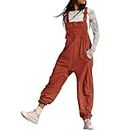 Sarayo Women's Casual Cargo Overalls,Adjustable Straps Bib Overall Hiking Jumpsuits,Loose Fit Rompers with Zipper Pockets (Red, M)