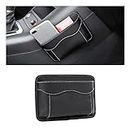 Car Seat Side Pocket Organizer, PU Leather Mini Storage Bag for Auto Door Window Console, Pen Phone Holder Tray Pouch Vehicle Seat Gap Filler, Fits to Organize Document, Registration, Notepad (Black)