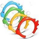 Novelty Place 4Pcs Diving Ring Set - Throw, Dive & Retrieve Toys, Underwater Swimming Pool Play Accessories - Fish Shape Dive Rings for Kids Adult and Family - Perfect for Swimming Training and Fun