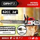 Giantz 62cc Chainsaw Petrol Commercial 24" Bar E-Start Tree Chain Saw 5.2HP