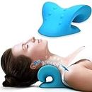 Neck and Shoulder Relaxer, Cervical Traction Device for TMJ Pain Relief and Cervical Spine Alignment, Chiropractic Pillow Neck Rest Pillow- Blue Color
