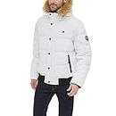 Tommy Hilfiger Men's Arctic Cloth Quilted Snorkel Bomber Jacket Parka, White, L