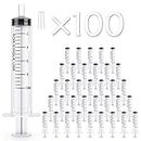 JOLLY PARTY 10ml Syringes 100 Pack Plastic Small Syringe with Tip Cap, Measuring Syringe, Oral Syringe for Scientific Labs, Feeding Pets, Measurement,Refilling, No Needle