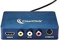 ClearClick Video to USB 1080P USB Audio Video Capture & Live Streaming Device - Input 4K HDMI, AV, RCA, S-Video (VCR, VHS, Camcorder, Video8, Hi8, DVD, Gaming Systems) - USB-C Plug & Play