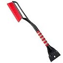 FOVAL 27" Snow Brush with Wider Detachable Ice Scraper (4.73" Width), Snow Removal Tool Car Brush with Ergonomic Comfortable Foam Grip for Cars, Trucks, SUVs, Windshield (Heavy Duty ABS, PVC Brush)