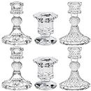 Glass Candle Holders Set of 6, Taper Candlestick Holder for Wedding Festival Christmas Party Valentine's Decor, Table Centerpieces