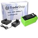 Trade-Shop Kit 2 en 1 : batterie Li-ion 40 V 4000 mAh + chargeur rapide pour de nombreux outils électriques GreenWorks G-MAX, Cramer, PowerWorks, Allett