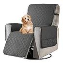 Tencipeda Recliner Chair Cover, Single Recliner Chair Full Cover Waterproof Sofa Slipcover with Side Pockets Non-Slip Washable, Furniture Protector Covers from Dogs (Grey,L)