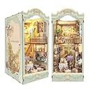 CUTEROOM DIY Book Nook Kit for Adults, DIY Booknook Miniature Dollhouse with LED Lights, 3D Wooden Puzzle Bookend for Bookshelf Decor, Mini Dollhouse Toys for Adult Gift (Pastoral Diary)