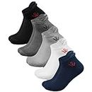 WOXEN Men's Regular Fit Solid Printed Cotton Blend Ankle Length Socks (Free) (5 PAIRS OF SOCKS) (Multicolor) (SC-02)