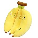 VICKYPOP Banana Plush Toy Cute Cartoon Stuffed Furit Pillow for Home Decor or Kids (Three Conjoined Bananas, 43.3 inches)
