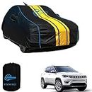 Autobirsa Waterproof Car Body Cover for Jeep Compass with Mirror and Antenna Pocket and Full Bottom Elastic Triple Stitched & Black and Yellow with Blue Piping Style