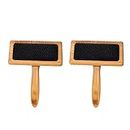 2 Pcs Wool Carders Wool Carding Brush Hand Carders for Wool Needle Felting Brush Solid Wooden Handle Carders Slicker Brush for Dogs Cat Spinning Weaving Craft Supplies (l)