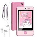 PTHTECHUS Kids Smartphone with Music Game, 3.8 Inch Large Touchscreen Mini Pad Toy with MP3 Dual Cameras 16 Game Calculator Pedometer Flashlight Small Phone Present for 4-12 Girls Boys Gifts (Pink)