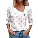 Myorderswith Amazon Women Tops Spring 2024 Long Sleeve V Neck Loose Shirts Plaid Print Asymmetric Button Blouses Business Casual Tunic White