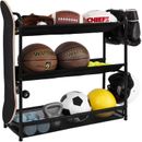 Garage Sports Equipment Organizer, 3-Shelf Ball Rack for Basketball, Garage Toy 
