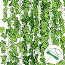 Noa Home Deco Ivy Artificial Garland, 12 Pack Fake Ivy Decorations, Green Ivy with Nylon Cable Ties, Plants Ivy Vine for Garden, Wedding, Party, Wall Decoration, 86.61inch (NHD13)