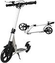 Adult Scooter Kick Scooter For Adult Kids Teens - Big Wheels Disc Hand Brake Folding Scooter With Dual Suspension Adjustable Height (Size : White)