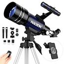 Telescope for Kids, NACATIN 70mm Aperture Childs Telescope Refractor Astronomical Adjustable Tripod Telescope for Kids Adults Beginners, with Smartphone Adapter and Wireless Remote