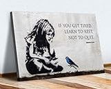 BANKSY GIRL BLUE BIRD QUOTE FRAMED CANVAS WALL ART PRINT ARTWORK GRAFFITI (8in x 12in / 20cm x 30cm)