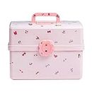 MASKMELLOW Shapeazy Hair Accessories Organizer for Girls,3-Layers Plastic Box with Fold Tray and Handle, Portable Lockable Container for Art Supply, Makeup, Nail, Hair Accessories
