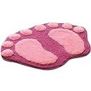 UBERSWEET® Cute Soft Feet Shape Pink Plush Rug Shaggy Mat Carpet for Bathroom Kitchen