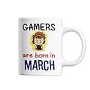 Printvaala - Printed Ceramic White Coffee Mug, Gamers Born, Gifts for Video Gamers, Gamer Boys, Gamer Girls, Gaming Freak, Enthusiast, Gift for Friends, Relatives, 325 ML(11Oz) (March)