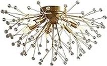Dazii Lámpara de araña Sputnik de 6 luces, lámpara moderna de cristal dorado, lámpara Starburst, lámpara colgante de techo, accesorio de iluminación para comedor, dormitorio, cocina, isl