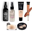 Beauty 6 In 1 Combo Kit - Foundation, Primer, Liquid Concealer, Loose Powder, Compact Powder & Makeup Fixer (Setting Spray) - Ideal for Face Makeup - Complete Makeup