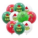 Grinch Lot de 20 ballons de Noël, pour enfants, Noël, Nouvel An, anniversaire, décoration de fête