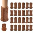24PCS Furniture Pads High Elastic Floor Protectors Non Slip Chair Leg Feet Socks Covers Furniture Caps Set, Fit Diameter from 1" to 2",Knitted Furniture Pads Brown