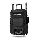 PowerNet Odyssey Rolling Baseball Softball Gear Bag | Hidden Backpack Straps | 4 Bat Sleeves | Ventilated Shoe Compartment | 2 Drink Pockets | Durable Equipment Bag
