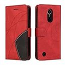 Fatcatparadise Kompatibel mit LG K10 2017 Hülle, Leder PU Brieftasche Handyhülle Flip Case Silikon Bumper Schutzhülle Klapphülle. Lederhülle mit Kartenfächern und Standfunktion (Rot)