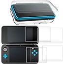 Hard Case for New Nintendo 2DS XL with Screen Protector, AFUNTA Anti-Scratch Crystal Clear Case, with 4 Pcs Tempered Glass Protective Films for Top and Bottom Screen
