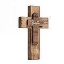 Religious Wooden Cross Prayer Cross Christians Cross Holy Spiritual Cross Gifts with Hook on Hanging Wall or Table or Hand Held with Faith Inspirational Motivation Cross for Church Home Room Decoration for Easter Christmas
