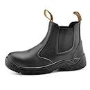 SAFETOE Water Resistant Safety Work Boots [CE Certified] - 8025 Free Sock S3 Site Safety Shoes with Lightweight Wide Fit Steel Toe Cap, Black Black, 11