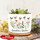 Custom Grandma's Garden Butterflies Plant Pot, Mother's Day Gift for Grandma Mom