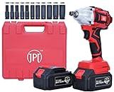 JPT Combo Heavy Duty 21V Cordless Impact Hex Wrench With 2 Batteries And 11 Pcs Deep Impact Socket Set 1/2" (10Mm To 24Mm)