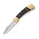 Buck Knives 112 Ranger Lock-back Knife, Brass Bolsters, Ebony Handles, 3" 420HC Blade with Leather Sheath