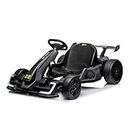 linor 24V Electric Go Kart for Kids, 7.5 MPH Drift Kart with 300W Motor, Drift/Sport Mode, Length Adjustment (Gray)