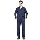FRENCH TERRAIN® Men's Cotton Industrial Work WEAR Coverall, Set of Shirt and Pant. 210 GSM, 40 - L, Navy Blue.…