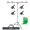 EMART T-Shape Portable Background Backdrop Support Stand Kit 1.5M (5ft) Wide 2.6M (8.5ft) Height Adjustable Photo Backdrop Stand with 4 Spring Clamps