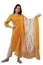 His&Her Cotton Multicolour Dress Kurta with Plazzo Pant and Printed Dupatta (yellow, Large)