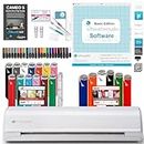 Silhouette America Silhouette Cameo 5 Bundle with Vinyl Starter Kit, Heat Transfer Starter Kit, 24 Pack of Pens, Tool Kit, Cameo 5 Start Up Guide with Extra Designs (White)
