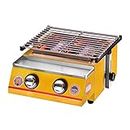 BBQ Grill Outdoor BBQ Grill LPG Gas 2/4 Burners Yellow Glass Shield Barbecue Barbecue Grill for Outdoor Preferential QIByING
