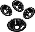 Burner Drip Pans WB31M19 WB31M20 Drip Pan Bowl Set 4 Pack Compatible with GE Electric Range by APPLIANCEMATES, Replacement Part 1 Pack for 8 inch and 3 Pack for 6 Inch Burner (Black Porcelain)